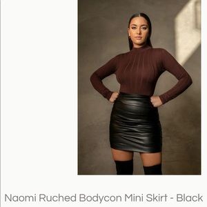 MESHKI Naomi Ruched Bodycon Mini Skirt